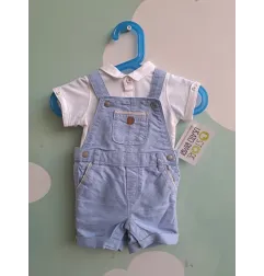 Salopette Azzurra Con Polo Bianca Obaibi 3 M