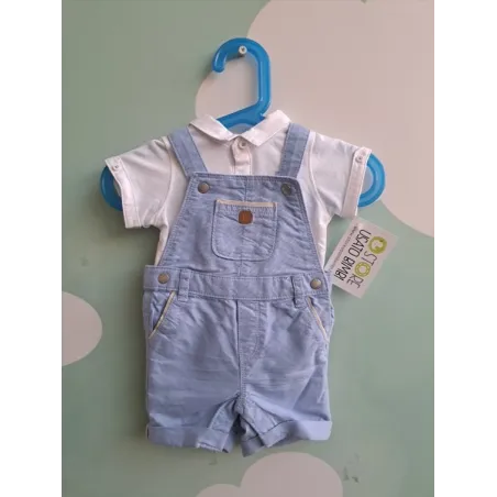 Salopette Azzurra Con Polo Bianca Obaibi 3 M
