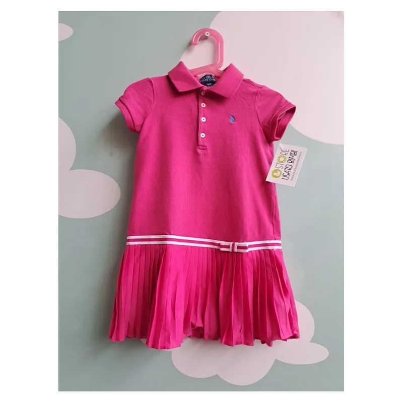 Vestito Ralph Lauren Fucsia Con Gonnellina Plisettata 4 A