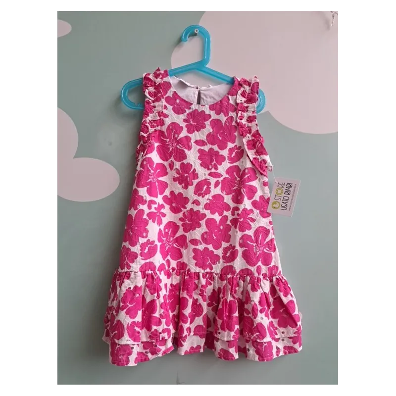 Vestito Fiori Fucsia e Bianchi 6 A Nuovo