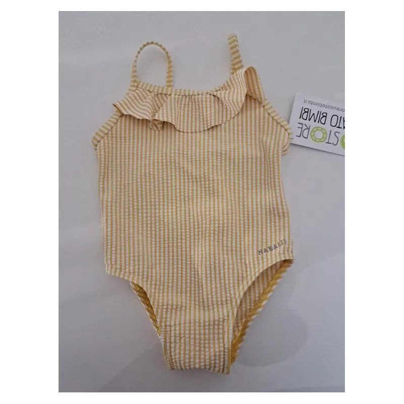 Costume Intero Righe Giallo Bianco 14 M