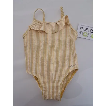 Costume Intero Righe Giallo Bianco 14 M