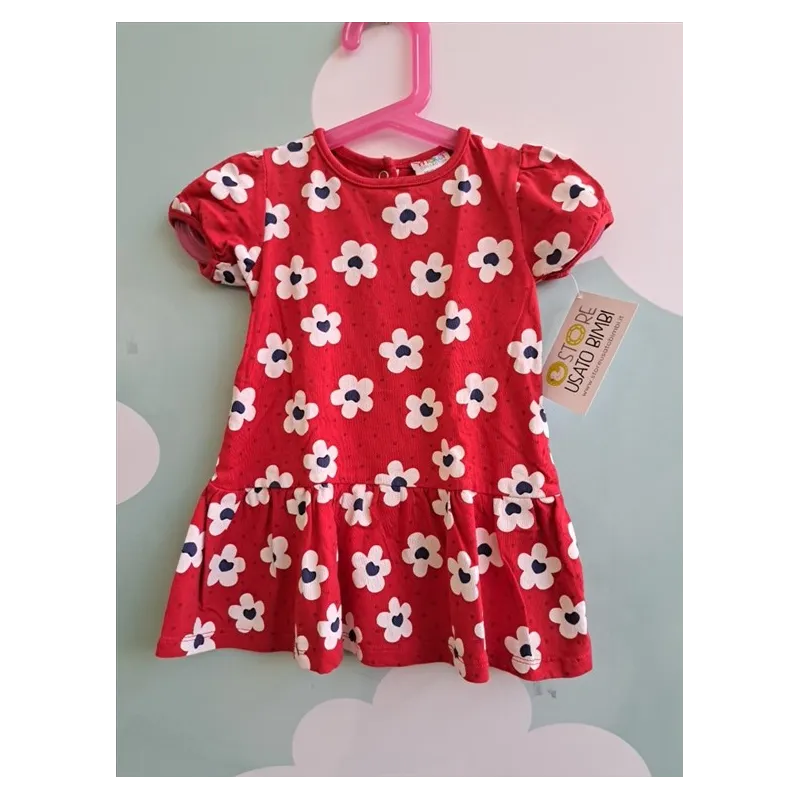 Vestito Maniche Corte Rosso Fiorellini Mawi 18 M