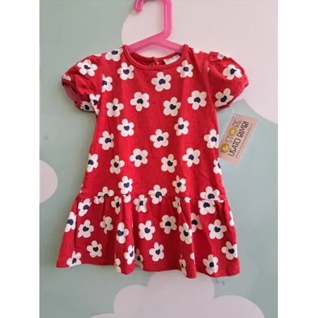 Vestito Maniche Corte Rosso Fiorellini Mawi 18 M