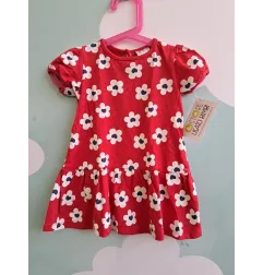 Vestito Maniche Corte Rosso Fiorellini Mawi 18 M