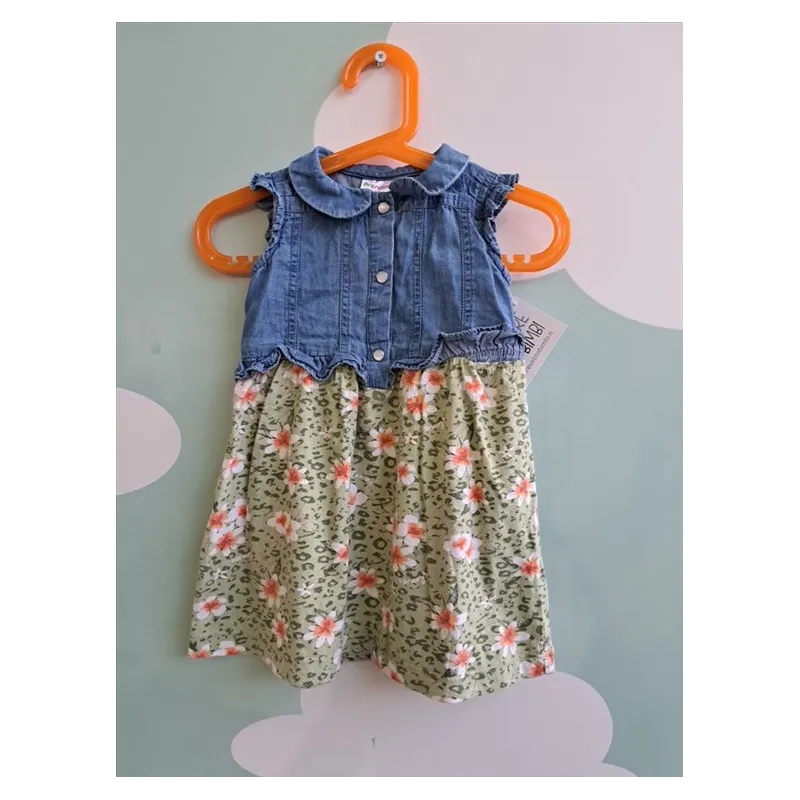 Vestito Prenatal Pezzo Sopra Jeans E Sotto Verde Fiorellini 12/18 M