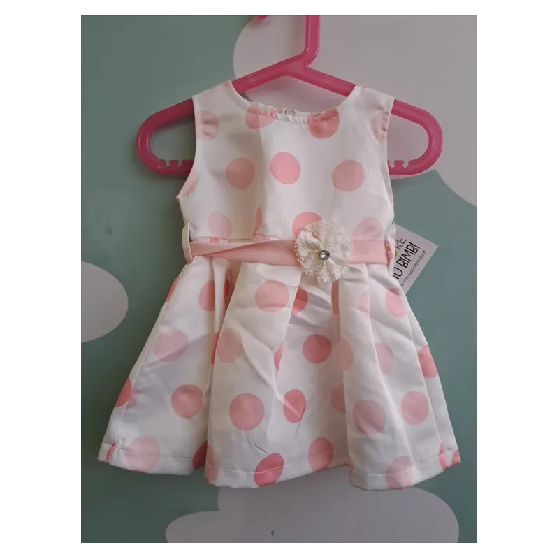 Vestito Elegante Bianco Pois Rosa (piccolo Filo Tirato Davanti) 12 M