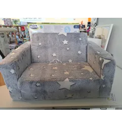 Poltroncina Che Diventa Chaise Longue Grigia Con Stelline Che Si Illumina Al Buio