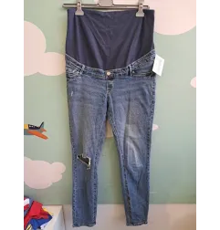 Jeans Premaman Chiari Strappati Su Ginocchio Taglia 42