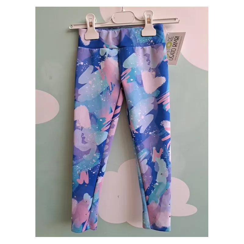 Leggings Sportivi Decathlon Traspiranti Azzurri E Rosa Con Strass 3-4 A