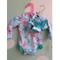 Costume Intero / Piccola Muta Fiori Azzurro Con Cappello 6/9 M