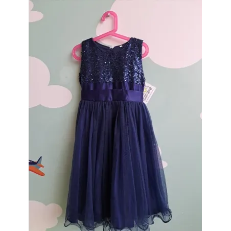 Vestito Blu Con Paiettes 9-10 A