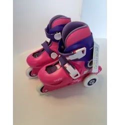Pattini Roller Rosa e Viola 2 Ruote Dietro N 26/28 Trasformabili In Linea