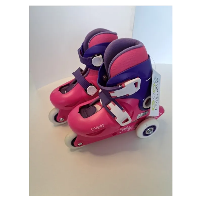Pattini Roller Rosa e Viola 2 Ruote Dietro N 26/28 Trasformabili In Linea