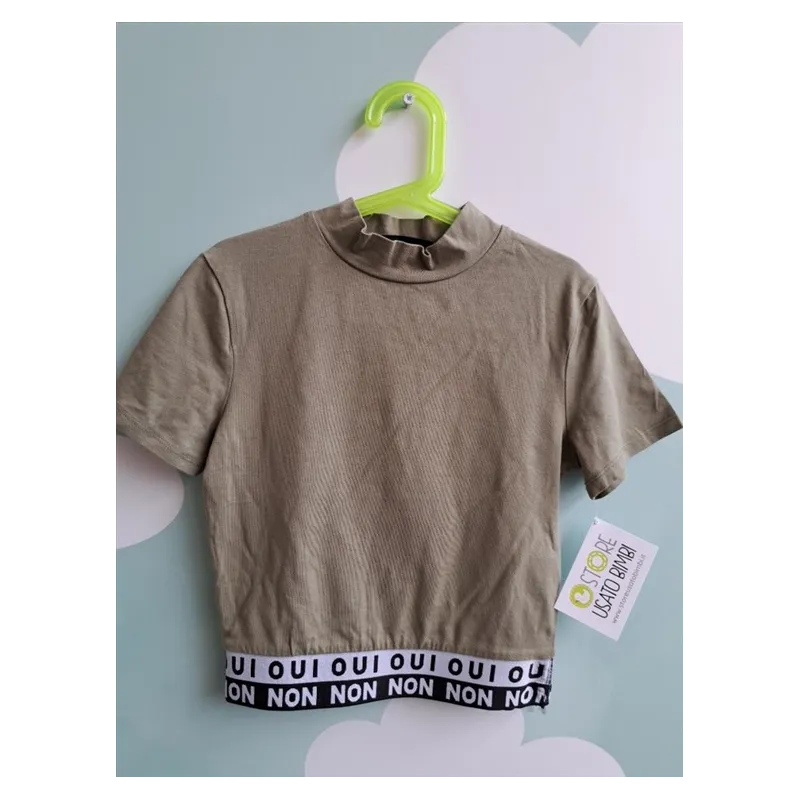 T Shirt Verde Militare Crop Corta Tally Weijl 9-10 A