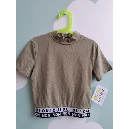 T Shirt Verde Militare Crop Corta Tally Weijl 9-10 A