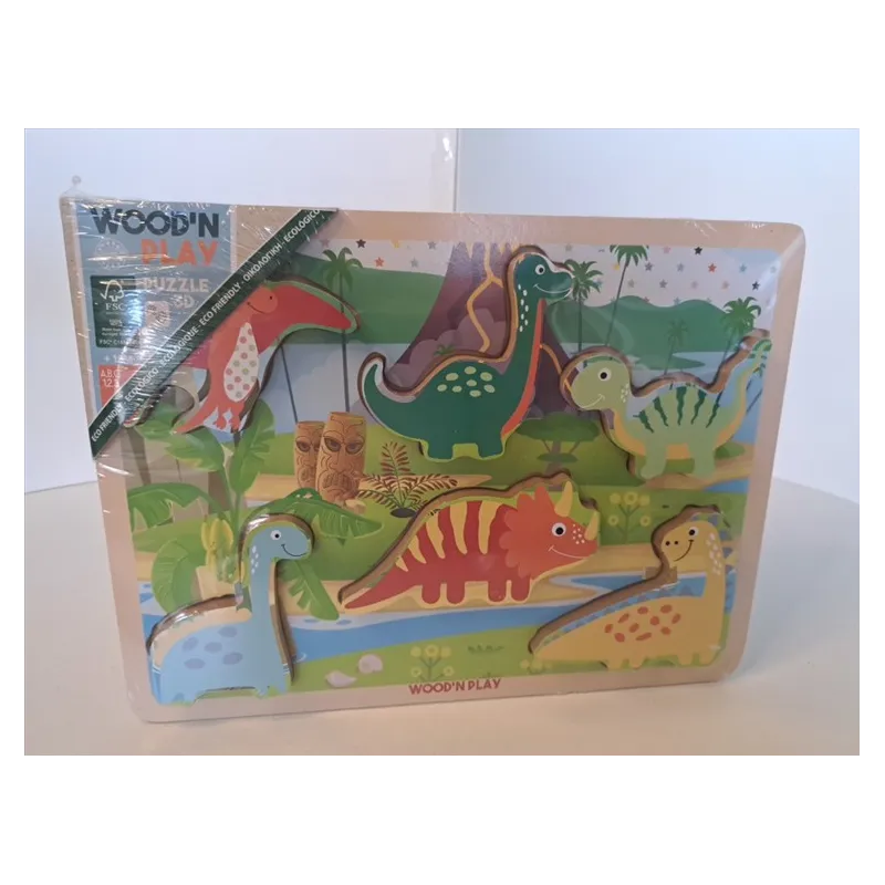 Puzzle In Legno Incastri Dinosauri Nuovo