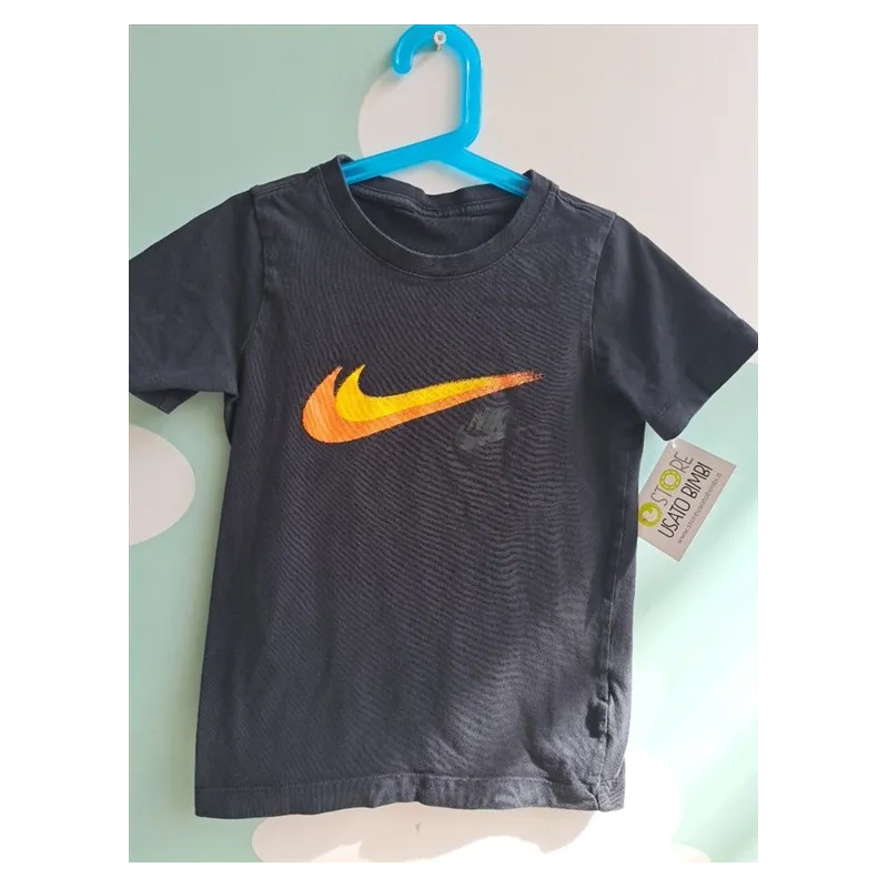 T Shirt Nike Nera Baffo Arancione 6/7 A