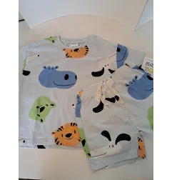 Completo T Shirt + Pantaloncini Animali Azzurro Zara 4 A