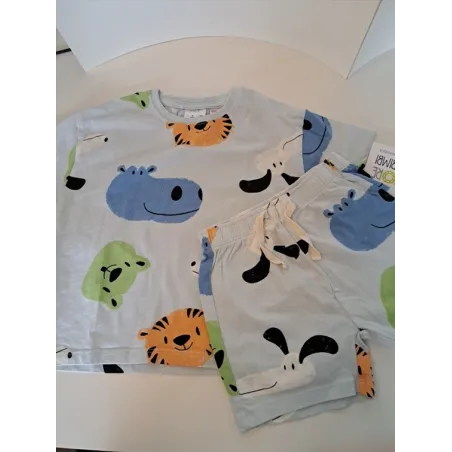Completo T Shirt + Pantaloncini Animali Azzurro Zara 4 A