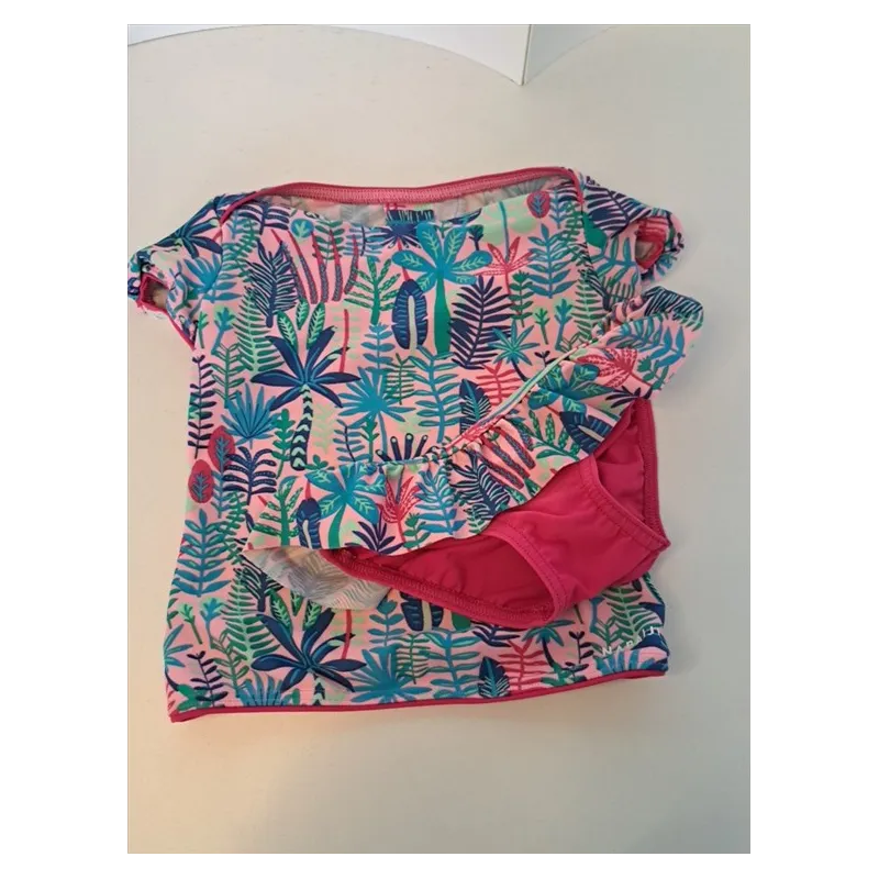 Costume Mutandina Con T Shirt Protezione Solare Fiori 18/24 M