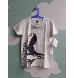 T Shirt Dinosauro Con Papillon 100% Cotone 7 A 128 Cm