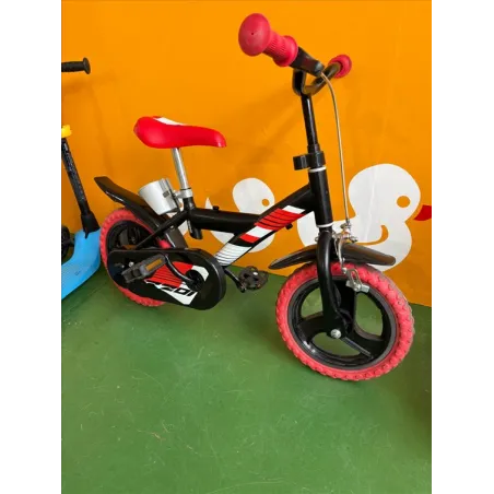 Bicicletta 12" Con Rotelle Rossa E Nera