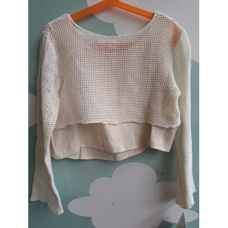 Maglia a Rete Crop Beige Zara 9 A