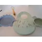 Set Pappa In Silicone Azzurro e Verde Piattino, Ciotola, Bavaglia e Cucchiaino In Regal