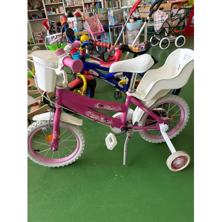 Bicicletta Rosa Principessa Con Cestino e Portabambole 14"