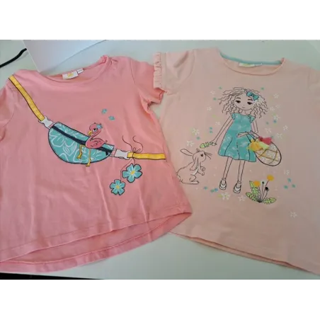T Shirt Rosa Bimba Coniglietto e Fenicottero Marsupio 7 A - 2 PZ