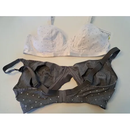 Reggiseni Allattamento Prenatal Taglia 42 Bianco e Grigio Stelline