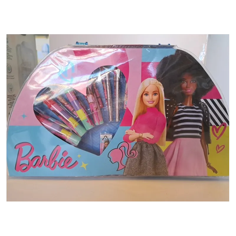 Valigetta Barbie Con Pastelli A Cera, Matite, Pennarelli, Gomma E Temperino