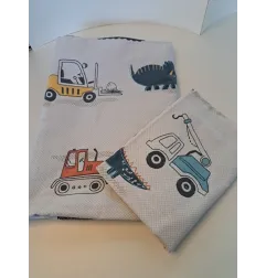 Lenzuolo a Sacco 150x200 Con Federa Fantasia Dinosauri e Ruspe