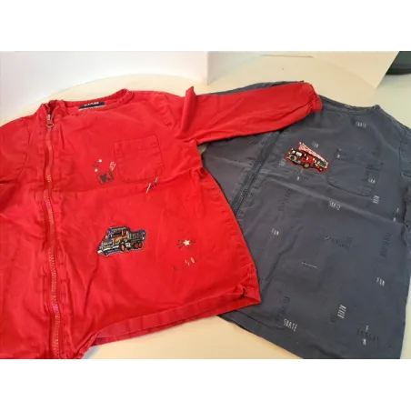 Grembiule Con Zip Laterale Per Arte / Pittura / Asilo Blu e Rosso 2 Pezzi