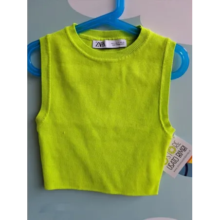 Top Zara Verde Acido Taglia S - 10/11