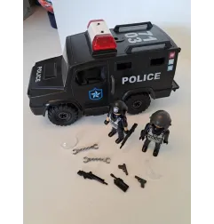 Furgone Polizia Playmobil Sonoro Nero Con Personaggi - Porta Sul Retro Difetto
