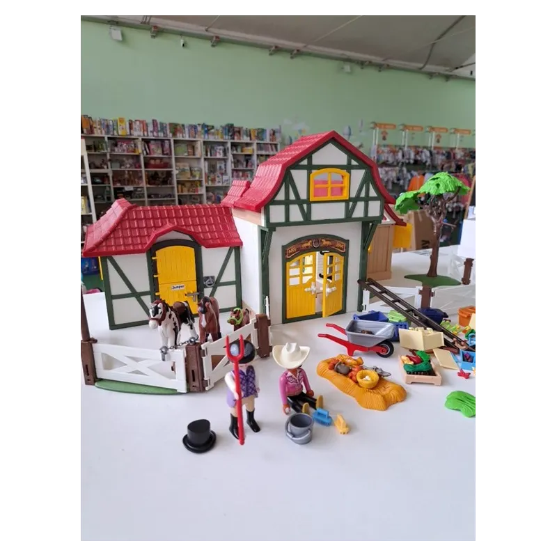 Grande Maneggio Playmobil Con Stalla, Cavalli, Personaggi e Accessori