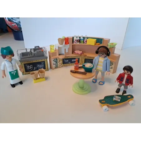 Mini Supermarket / Bar Playmobil Con Personaggi e Accessori
