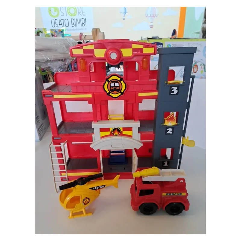 Caserma Dei Pompieri Con Suoni + Camion Dei Pompieri E Elicottero