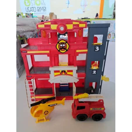 Caserma Dei Pompieri Con Suoni + Camion Dei Pompieri E Elicottero