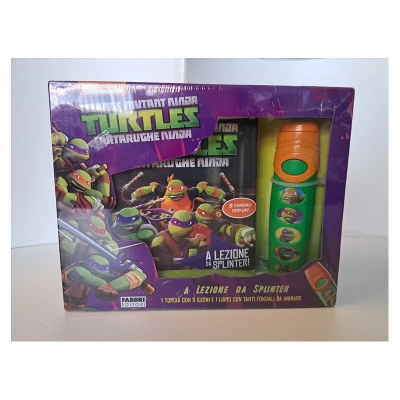 Torcia Interattiva Con Suoni + Libro A Lezione Da Splinter Tartarughe Ninja Nuovo