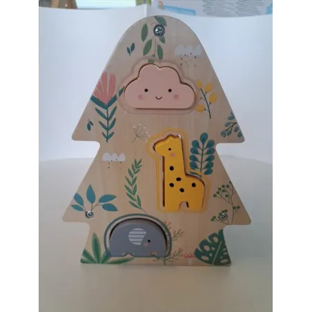 Casetta Albero In Legno Ad Incastri (gattino Mancante)