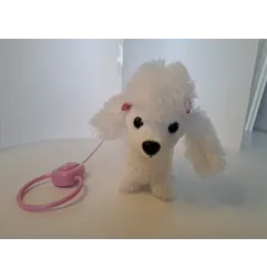 Peluche Barboncino Al Guinzaglio Che Abbaia, Cammina E Muove La Coda