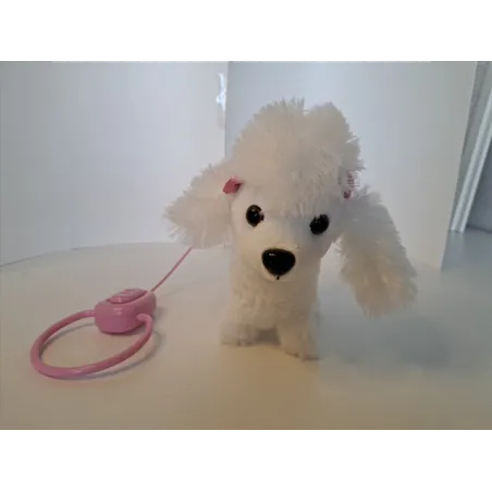 Peluche Barboncino Al Guinzaglio Che Abbaia, Cammina E Muove La Coda
