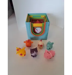 Gioco Impilabile In Cartone Con Animali In Gomma