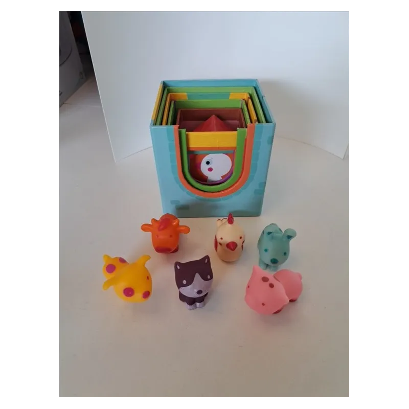 Gioco Impilabile In Cartone Con Animali In Gomma