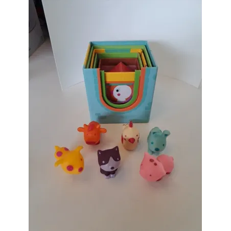 Gioco Impilabile In Cartone Con Animali In Gomma