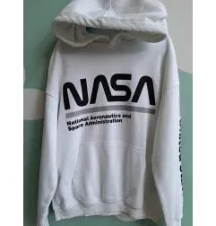 Felpa Bianca Nasa 8/10 A - Piccolo Buchino Sotto Collo