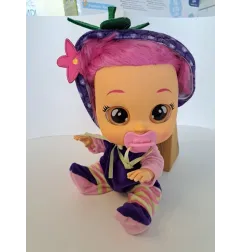 Bambola Cry Babies Tutina Viola Capelli Fucsia